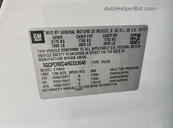 3GCPCREC4HG323648 2017 CHEVROLET SILVERADO White Widok komory silnika