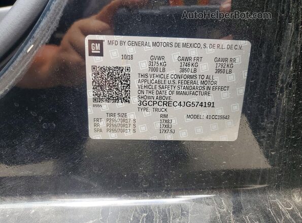 3GCPCREC4JG574191 2018 CHEVROLET SILVERADO Black Вид наклейки з VIN-кодом