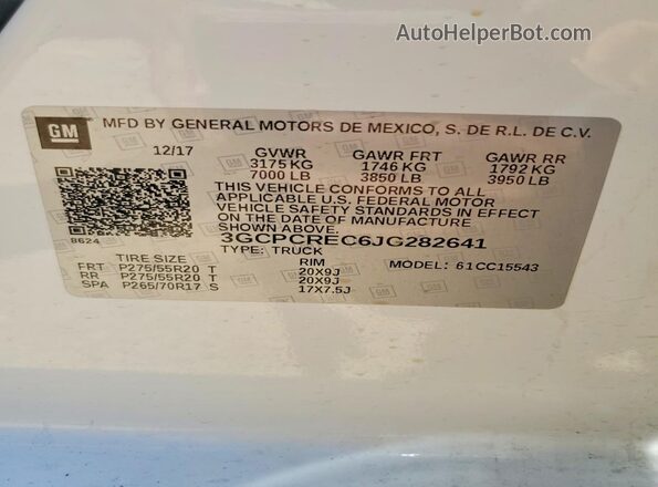 3GCPCREC6JG282641 2018 CHEVROLET SILVERADO White Вид підкапотного простору