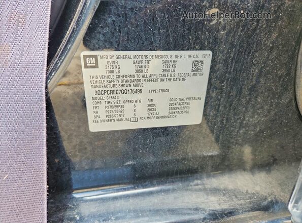 3GCPCREC7GG176496 2016 CHEVROLET SILVERADO Black Widok komory silnika