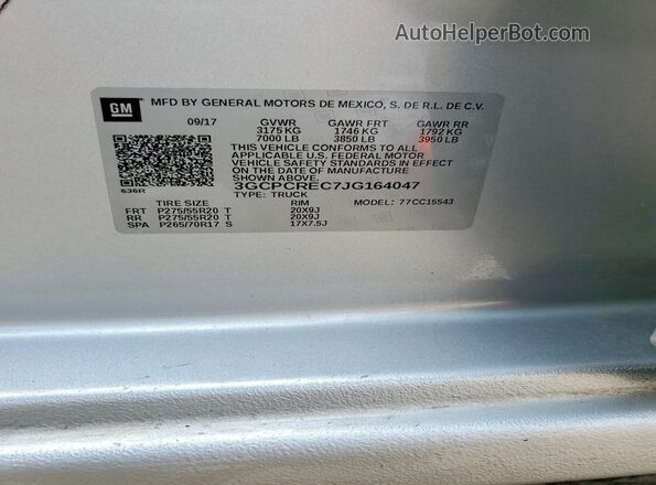 3GCPCREC7JG164047 2018 CHEVROLET SILVERADO Silver Vista del compartimento del motor