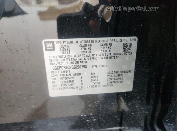 3GCPCREC9GG291293 2016 CHEVROLET SILVERADO Черный Вид подкапотного пространства