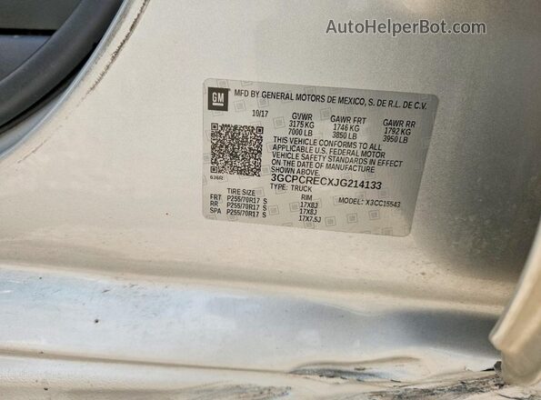 3GCPCRECXJG214133 2018 CHEVROLET SILVERADO Silver Engine compartment view