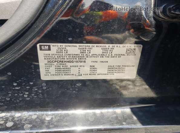 3GCPCREH4GG197916 2016 CHEVROLET SILVERADO Black Շարժիչի բաժամունքի տեսք