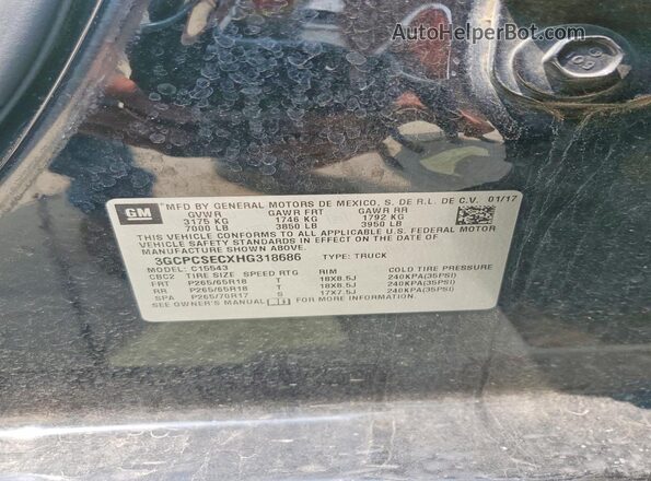 3GCPCSECXHG318686 2017 CHEVROLET SILVERADO Black Вид підкапотного простору