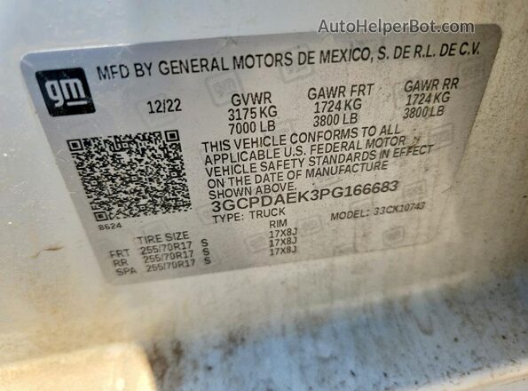 3GCPDAEK3PG166683 2023 CHEVROLET SILVERADO White Engine compartment view