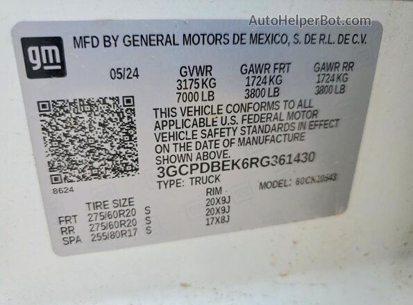3GCPDBEK6RG361430 2024 CHEVROLET SILVERADO Белый Вид подкапотного пространства
