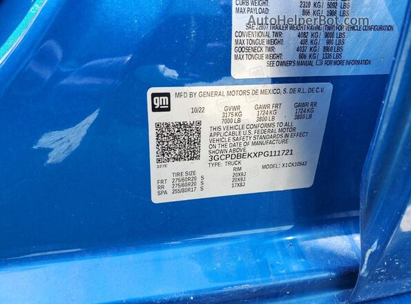 3GCPDBEKXPG111721 2023 CHEVROLET SILVERADO Blue Widok komory silnika