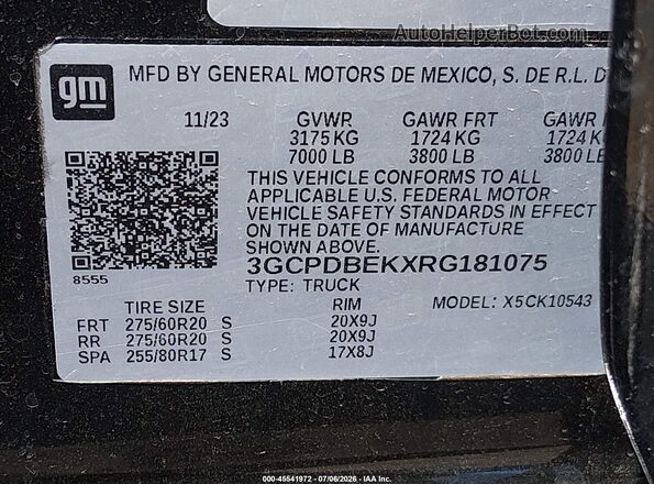 3GCPDBEKXRG181075 2024 CHEVROLET SILVERADO Black Շարժիչի բաժամունքի տեսք