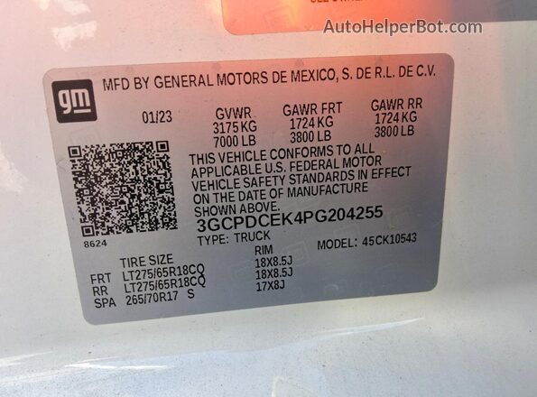 3GCPDCEK4PG204255 2023 CHEVROLET SILVERADO Белый Вид подкапотного пространства