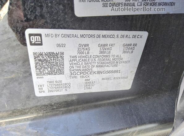 3GCPDCEK8NG569891 2022 CHEVROLET SILVERADO Black Vista del compartimento del motor