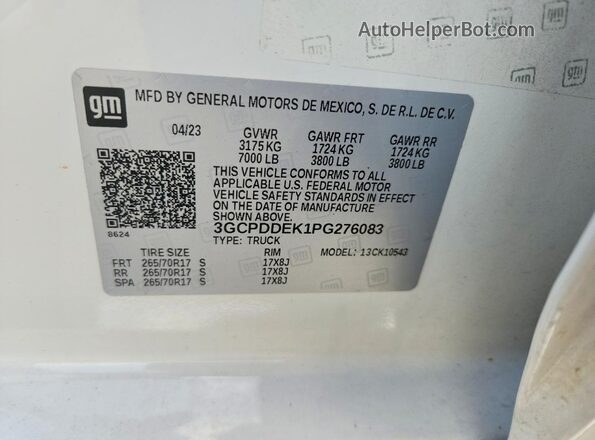 3GCPDDEK1PG276083 2023 CHEVROLET SILVERADO White Engine compartment view
