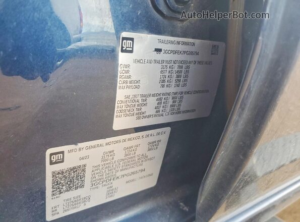 3GCPDFEK7PG265794 2023 CHEVROLET SILVERADO Blue Շարժիչի բաժամունքի տեսք