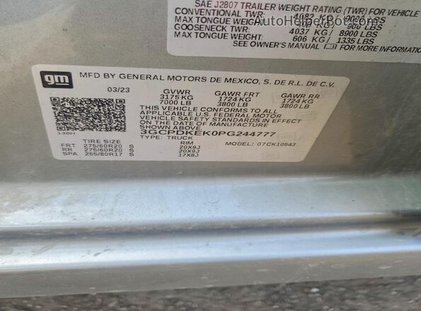 3GCPDKEK0PG244777 2023 CHEVROLET SILVERADO Gray Vista del compartimento del motor