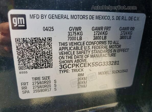3GCPKCEK5SG333281 2025 CHEVROLET SILVERADO Black ძრავის განყოფილების ხედი