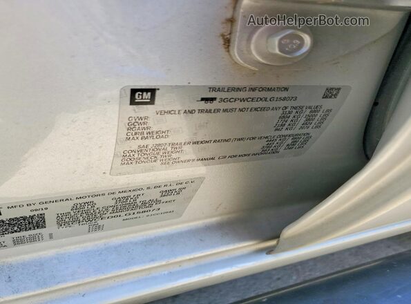 3GCPWCED0LG158073 2020 CHEVROLET SILVERADO Silver Вид підкапотного простору