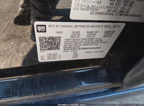 3GCPWCED6MG464003 2021 CHEVROLET SILVERADO Black Widok komory silnika