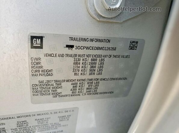 3GCPWCED8MG126358 2021 CHEVROLET SILVERADO Silver Engine compartment view