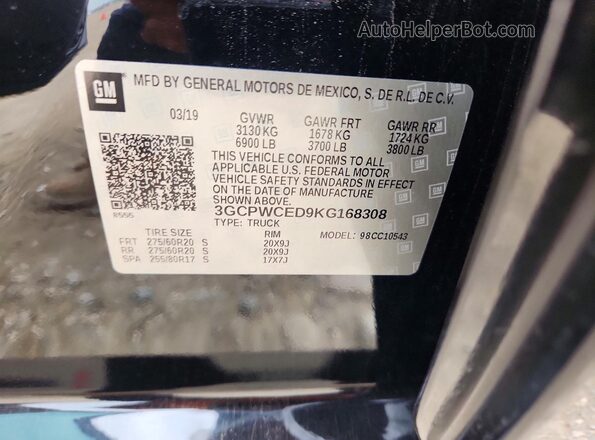 3GCPWCED9KG168308 2019 CHEVROLET SILVERADO Black Engine compartment view