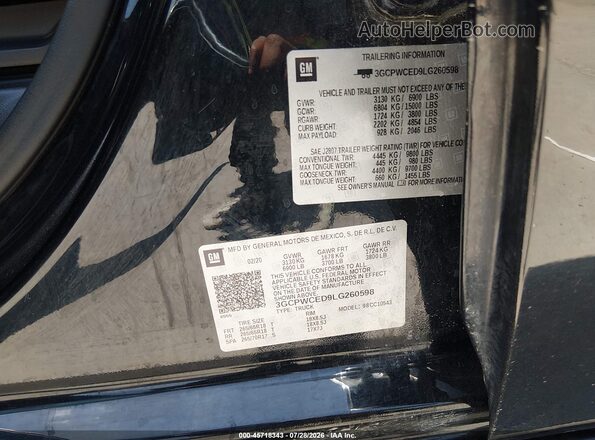 3GCPWCED9LG260598 2020 CHEVROLET SILVERADO Black Widok komory silnika
