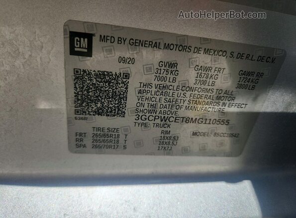 3GCPWCET8MG110555 2021 CHEVROLET SILVERADO Silver Vista del compartimento del motor
