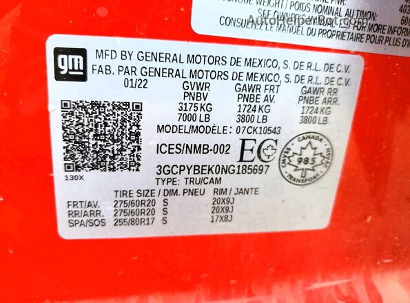 3GCPYBEK0NG185697 2022 CHEVROLET SILVERADO Red Շարժիչի բաժամունքի տեսք