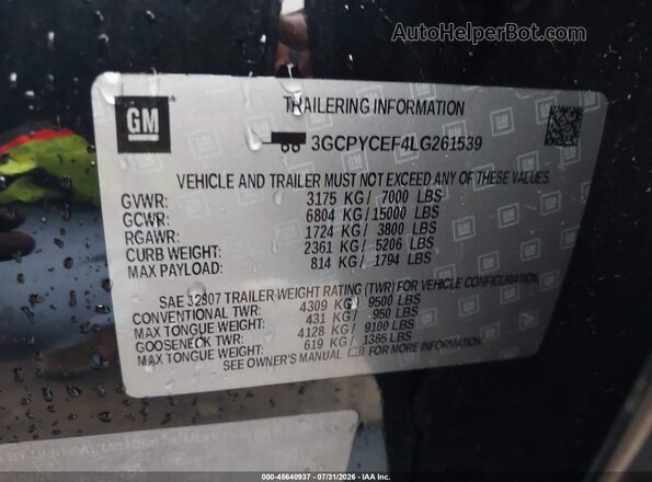 3GCPYCEF4LG261539 2020 CHEVROLET SILVERADO Black Engine compartment view