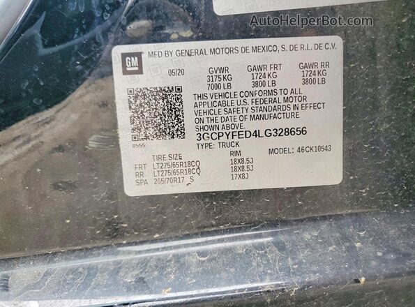 3GCPYFED4LG328656 2020 CHEVROLET SILVERADO Black ძრავის განყოფილების ხედი