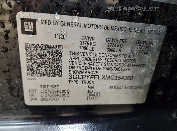 3GCPYFELXMG154360 2021 CHEVROLET SILVERADO Black Widok komory silnika