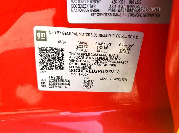 3GCUDAED2RG392818 2024 CHEVROLET SILVERADO Красный Вид подкапотного пространства