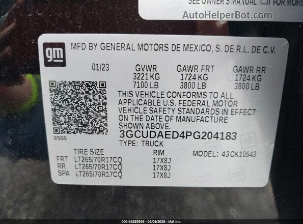 3GCUDAED4PG204183 2023 CHEVROLET SILVERADO Black Շարժիչի բաժամունքի տեսք