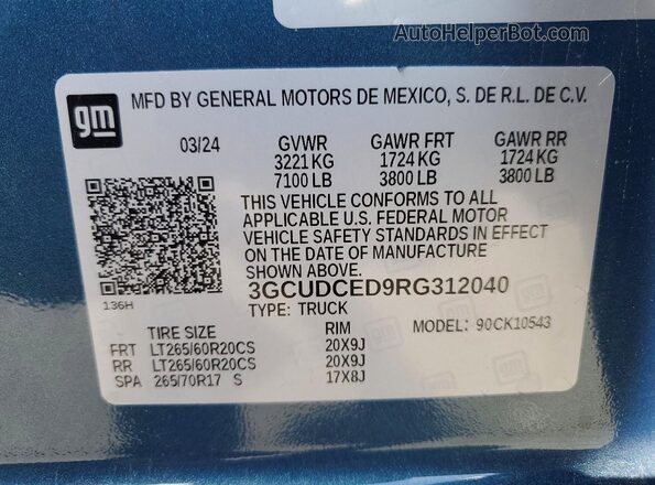 3GCUDCED9RG312040 2024 CHEVROLET SILVERADO Blue Widok komory silnika