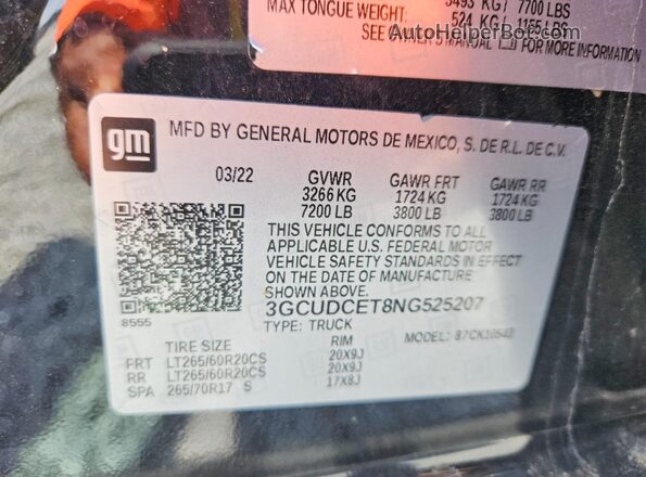3GCUDCET8NG525207 2022 CHEVROLET SILVERADO Black Vista del compartimento del motor