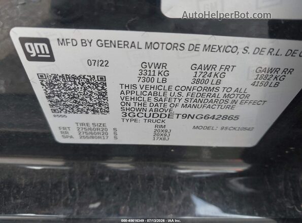 3GCUDDET9NG642865 2022 CHEVROLET SILVERADO Black Vista del compartimento del motor