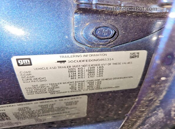 3GCUDFED0NG651314 2022 CHEVROLET SILVERADO Blue ძრავის განყოფილების ხედი