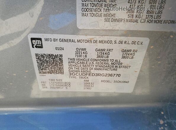 3GCUDFED3RG236770 2024 CHEVROLET SILVERADO Серебряный Вид подкапотного пространства