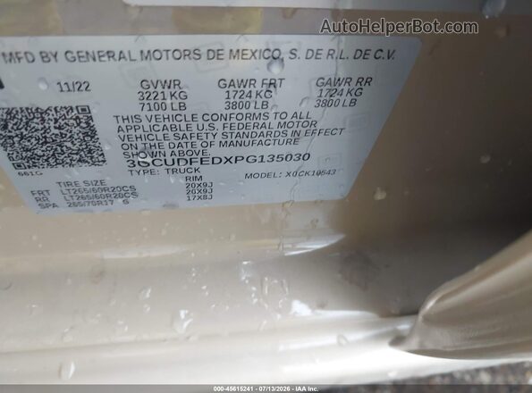 3GCUDFEDXPG135030 2023 CHEVROLET SILVERADO Tan Vista del compartimento del motor