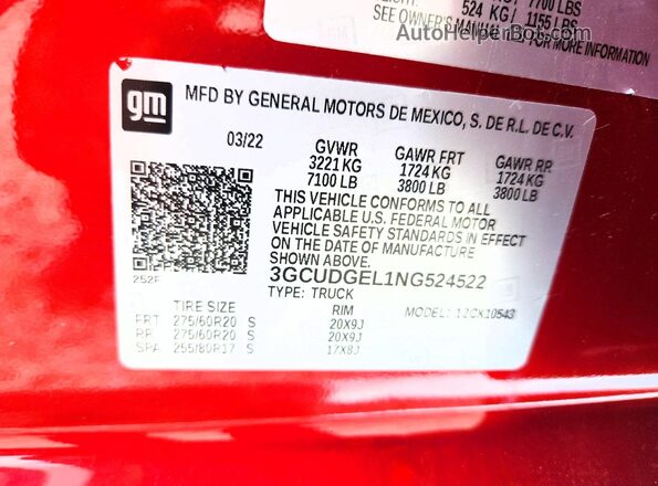 3GCUDGEL1NG524522 2022 CHEVROLET SILVERADO Red Widok komory silnika