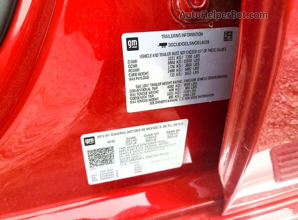3GCUDGEL5NG614028 2022 CHEVROLET SILVERADO Red Շարժիչի բաժամունքի տեսք