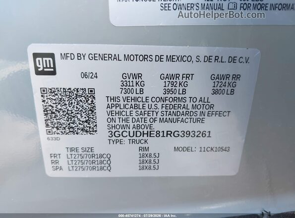 3GCUDHE81RG393261 2024 CHEVROLET SILVERADO Gray ძრავის განყოფილების ხედი