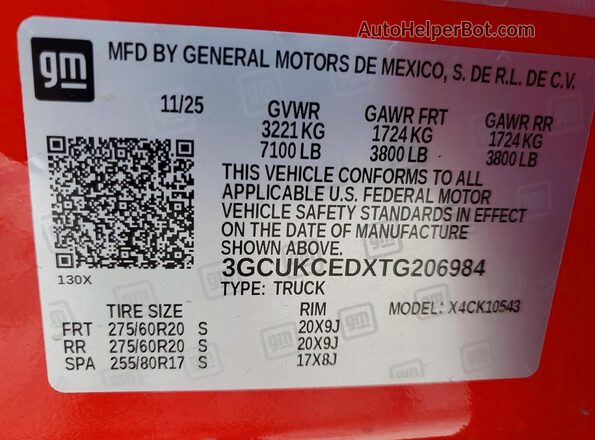 3GCUKCEDXTG206984 2026 CHEVROLET SILVERADO Красный Вид подкапотного пространства
