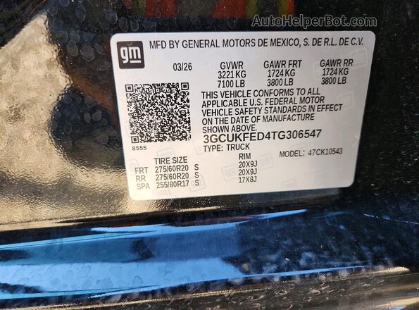 3GCUKFED4TG306547 2026 CHEVROLET SILVERADO Black Widok komory silnika