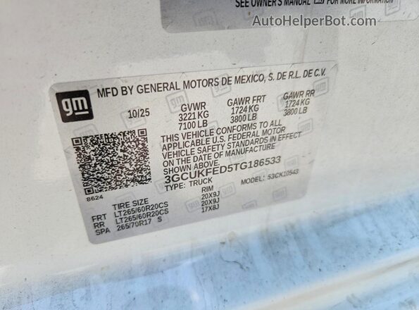 3GCUKFED5TG186533 2025 CHEVROLET SILVERADO White Engine compartment view