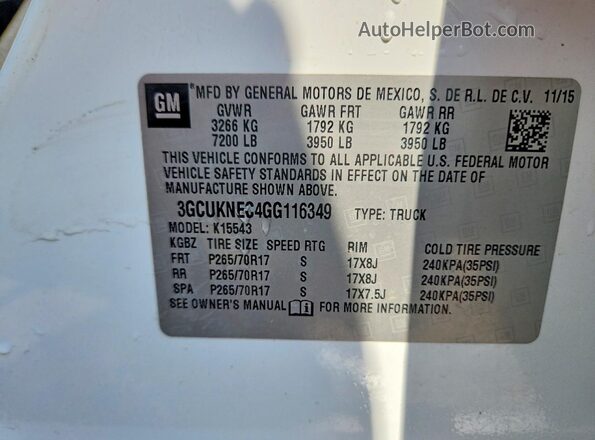 3GCUKNEC4GG116349 2016 CHEVROLET SILVERADO White Շարժիչի բաժամունքի տեսք