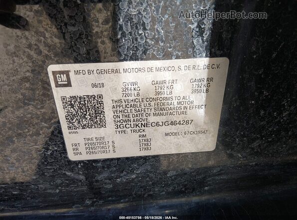 3GCUKNEC6JG464287 2018 CHEVROLET SILVERADO Black Widok komory silnika