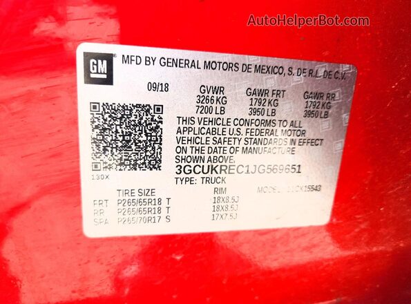 3GCUKREC1JG569651 2018 CHEVROLET SILVERADO Red Вид підкапотного простору