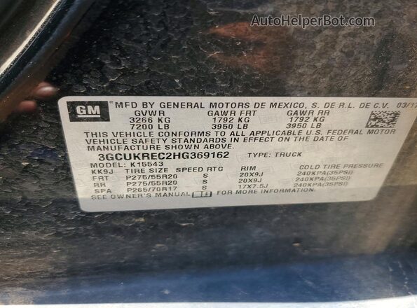 3GCUKREC2HG369162 2017 CHEVROLET SILVERADO Black Vista del compartimento del motor