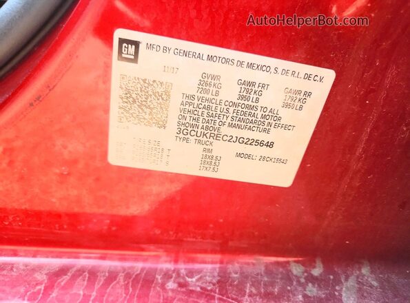 3GCUKREC2JG225648 2018 CHEVROLET SILVERADO Красный Вид подкапотного пространства