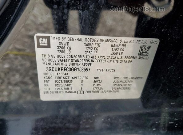 3GCUKREC3GG103597 2016 CHEVROLET SILVERADO Black Вид підкапотного простору