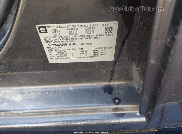 3GCUKREC3GG142173 2016 CHEVROLET SILVERADO Gray Շարժիչի բաժամունքի տեսք